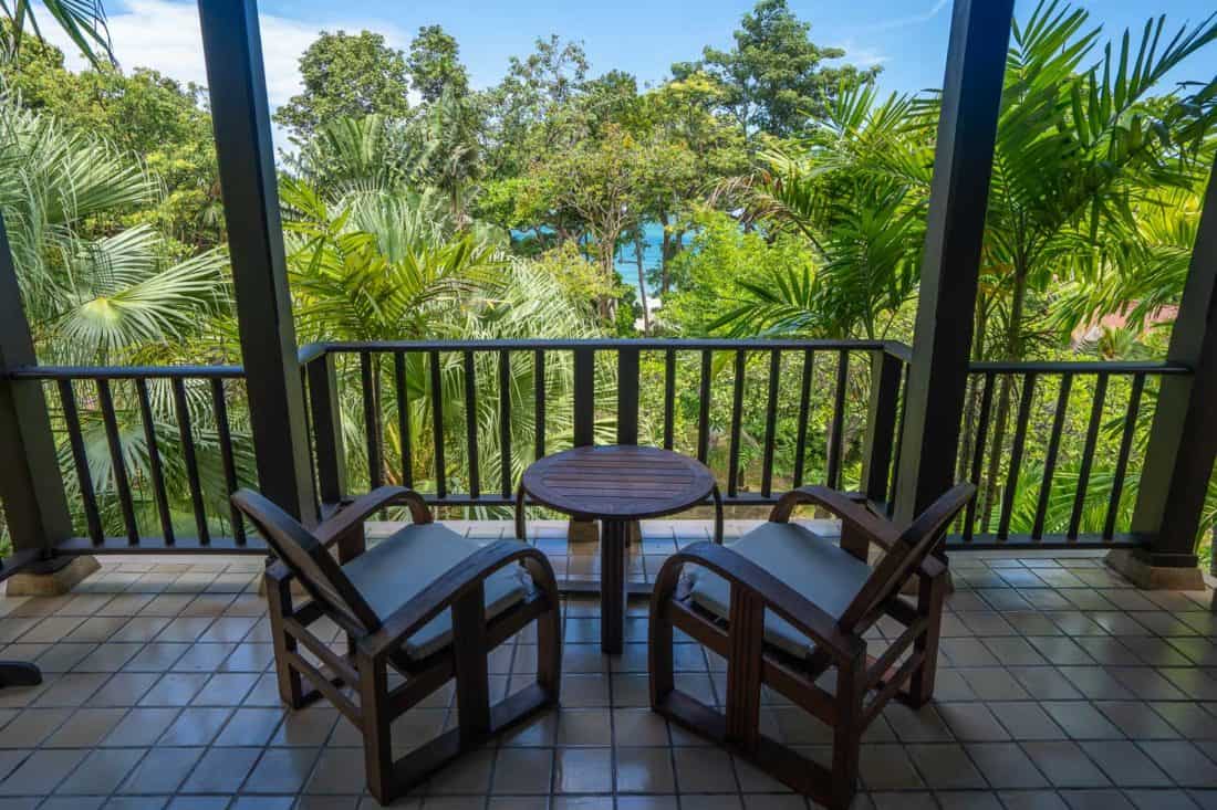 The view from our balcony of the Deluxe Room at Pimalai Resort, Koh Lanta, Thailand