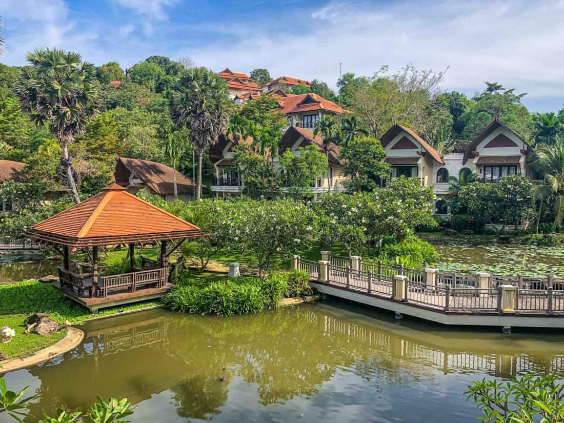 The pond and villas at Rawi Warin Resort, one of the best Koh Lanta hotels for a luxury stay