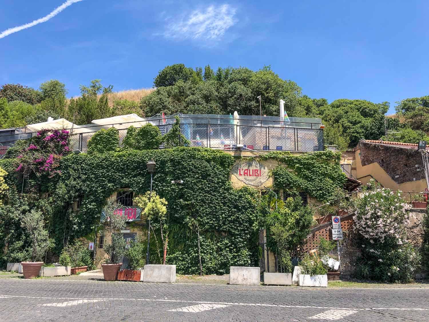 L'Alibi is one of a row of clubs built into Monte Testaccio, Rome