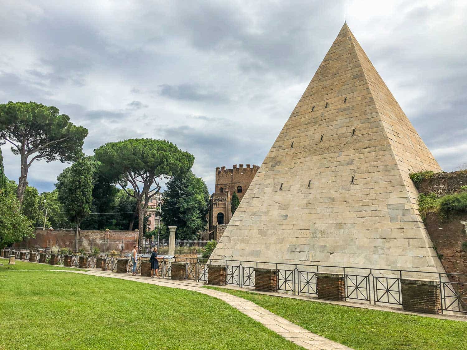 Testaccio Pyramid of Cestius in Rome, Italy from the non-Catholic cemetery