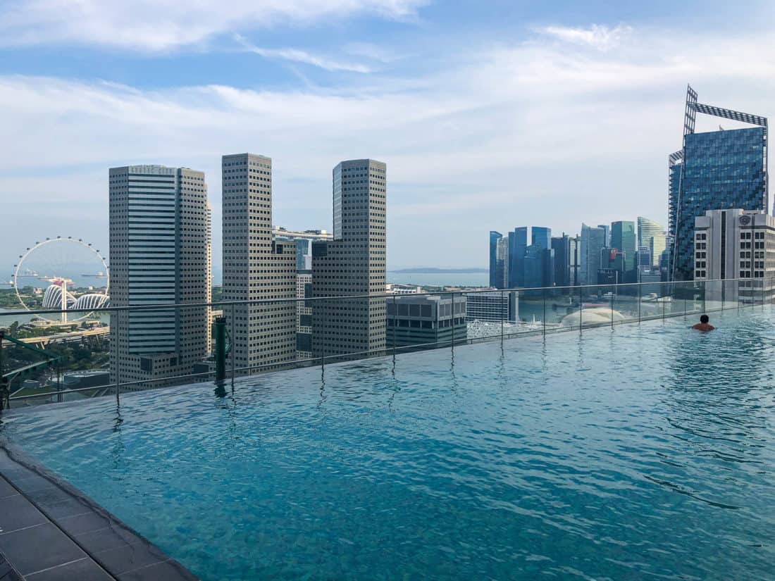 Rooftop view from the infinity pool at Andaz Singapore