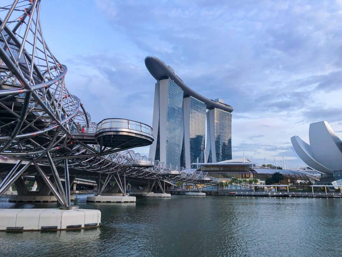 The Helix Bridge takes you to Marina Bay Sands - one of the best things to do in Singapore