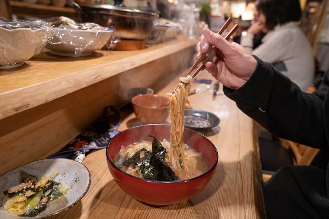 Brown rice miso ramen at Megumi vegan restaurant, Osaka