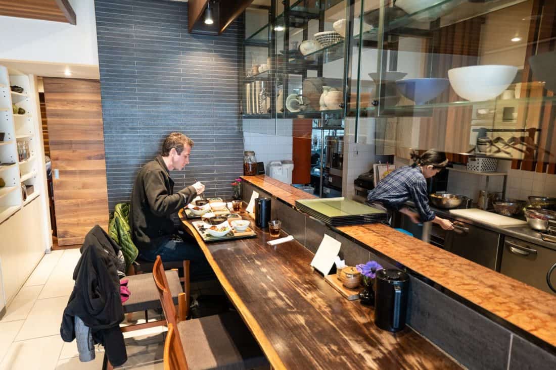 Interior of Rocca vegetarian restaurant in Osaka, Japan