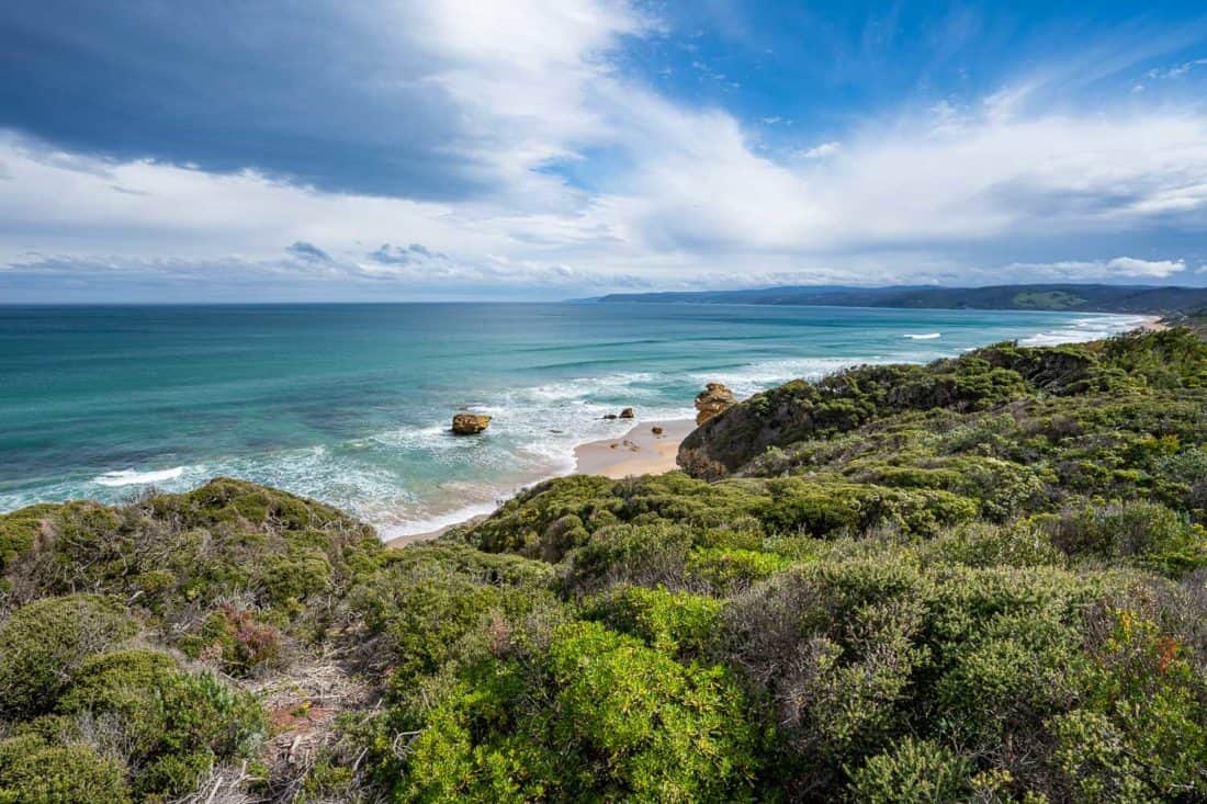 Coastal views from Split Point Lighthouse at Aireys Inlet on the Great Ocean Road, Victoria, Australia