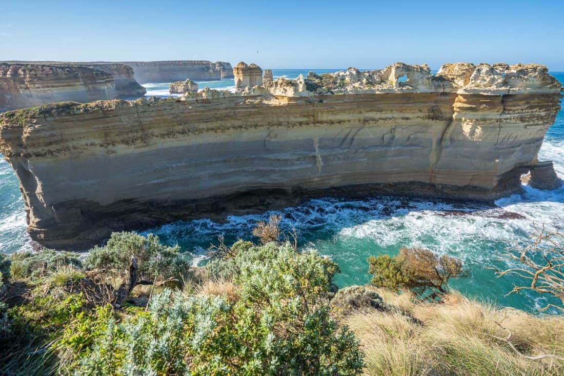 Striking Razorback rock formation at Loch Ard Gorge, Great Ocean Road, Victoria, Australia