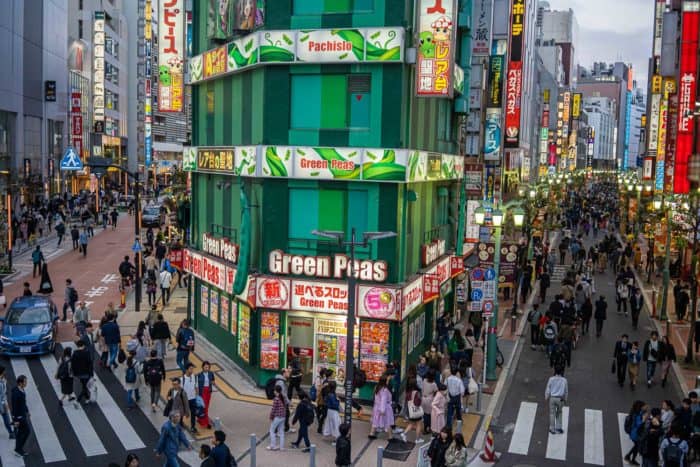 A busy junction in Shinjuku, Tokyo