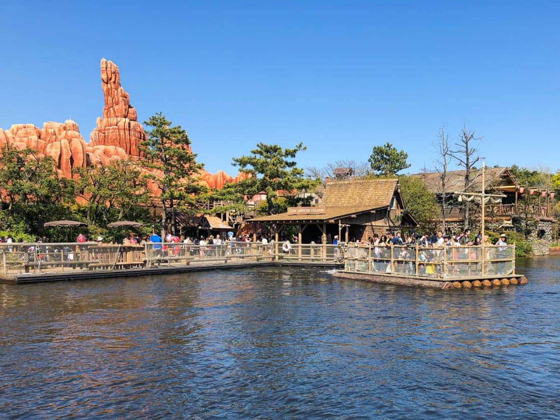 The raft to Tom Sawyer Island at Tokyo Disneyland