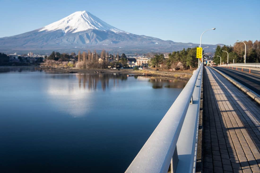 Mount Fuji from the bridge over Lake Kawaguchiko, Japan