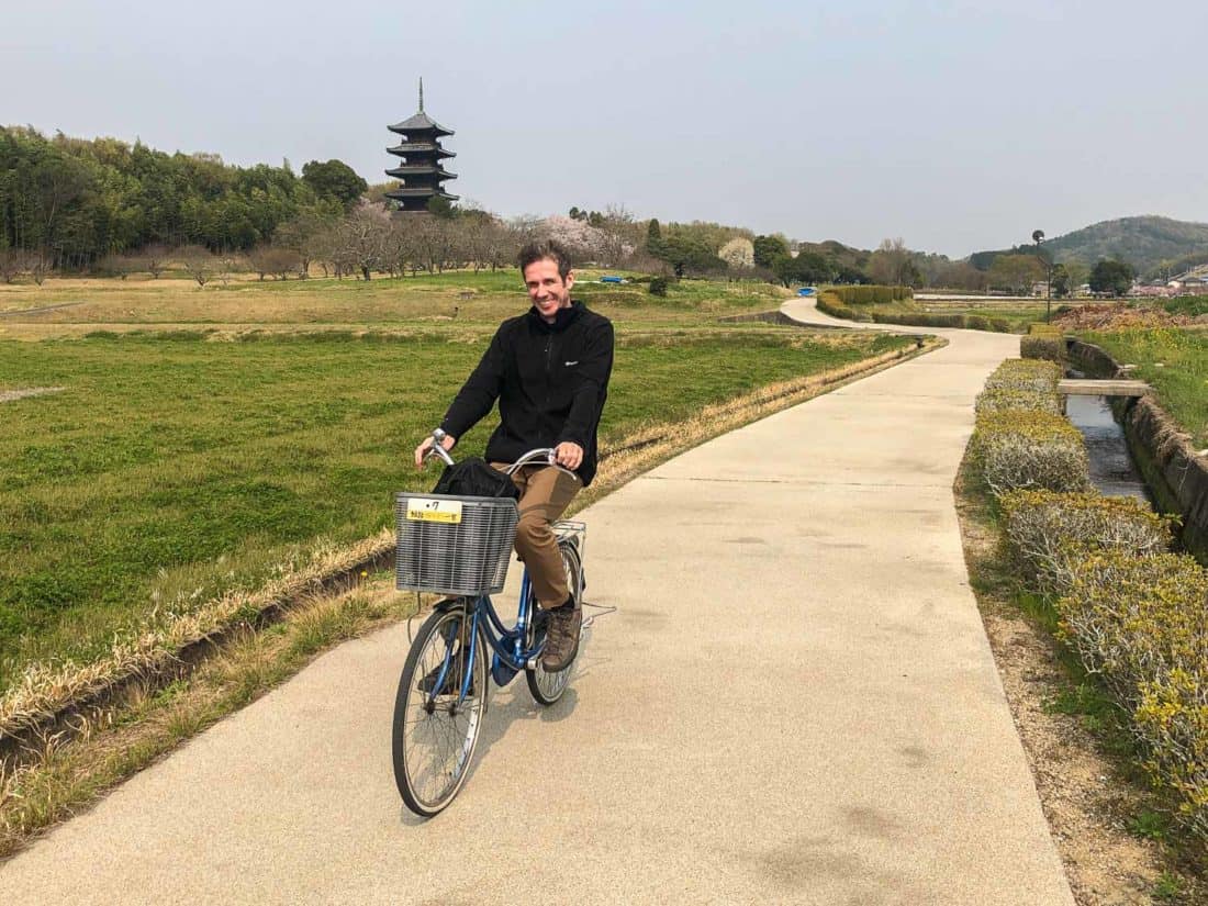 Simon riding along the Kibiji Bike Trail near Okayama, Japan