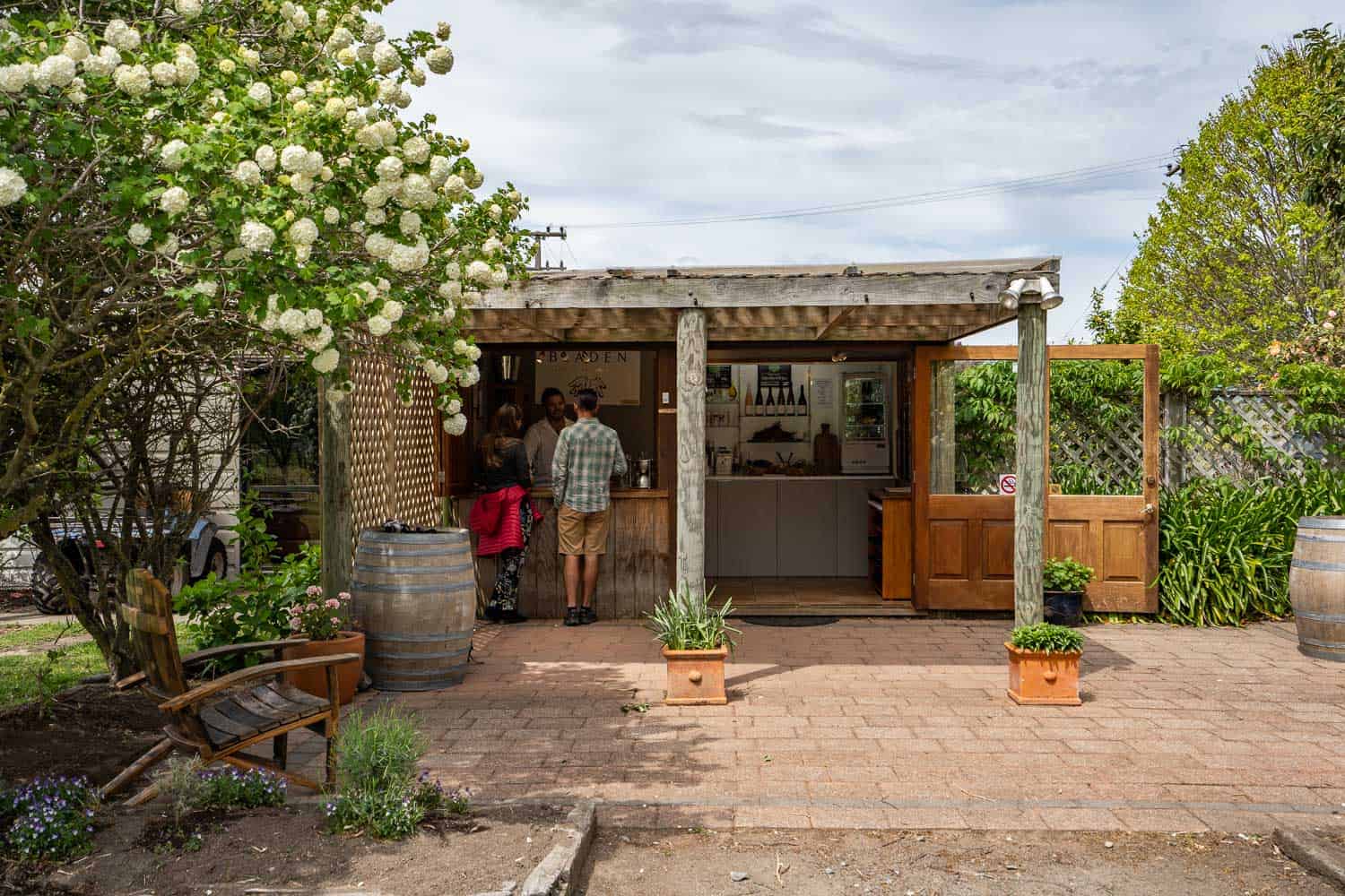 The outdoor tasting room at Bladen winery in Marlborough, New Zealand