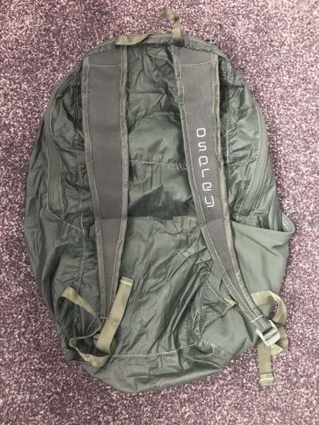 The back of the Osprey packable daypack