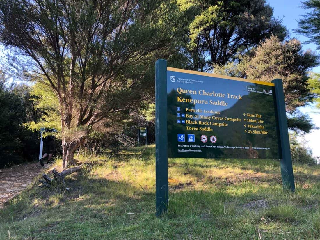 DOC sign at the start of Day 3 of the Queen Charlotte Track