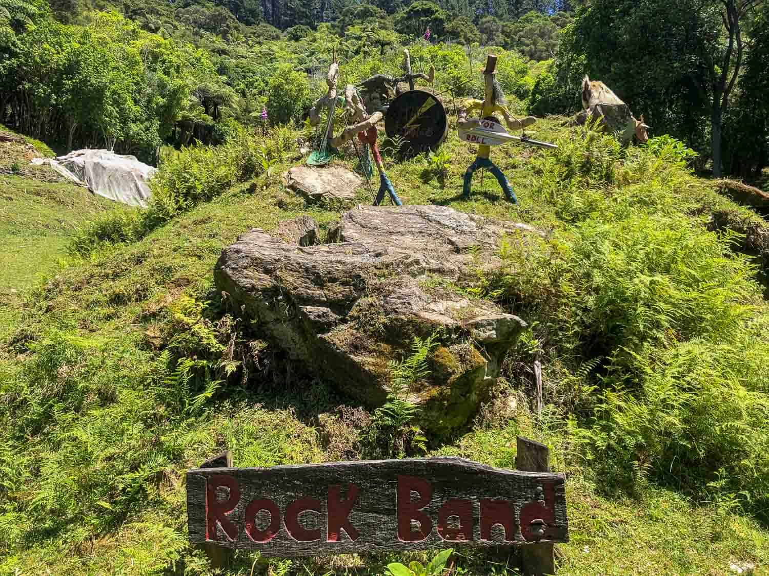 Rock Band artwork in Lochmara Lodge in the Marlborough Sounds, Queen Charlotte Track, New Zealand