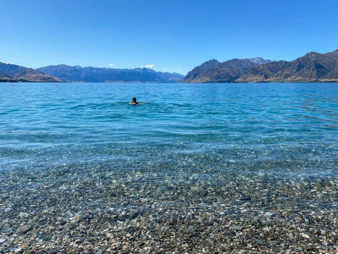Swimming in Lake Hawea