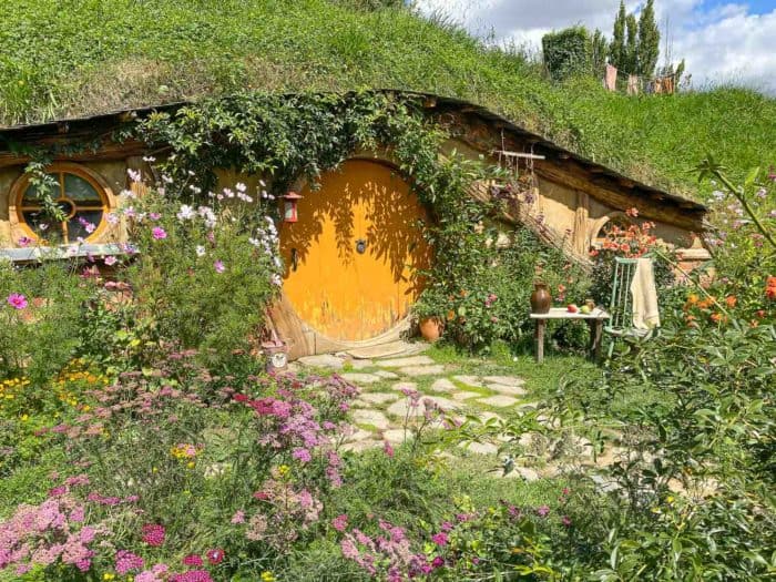 A Hobbit Hole at the Hobbiton Movie Set in New Zealand
