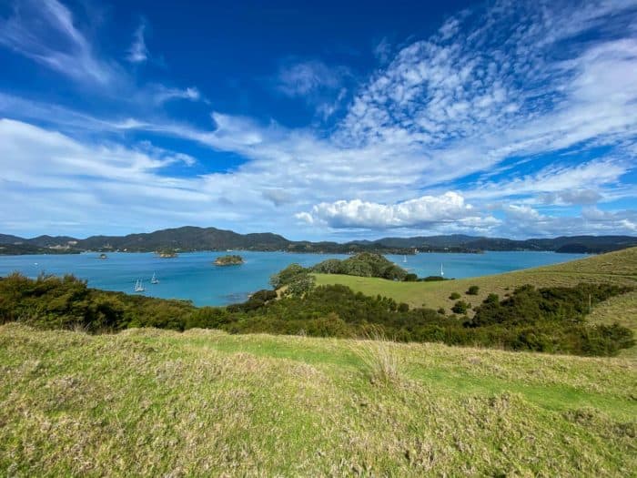 Sailing the Bay of Islands - the view from Motura Island on a sailing course with Great Escape