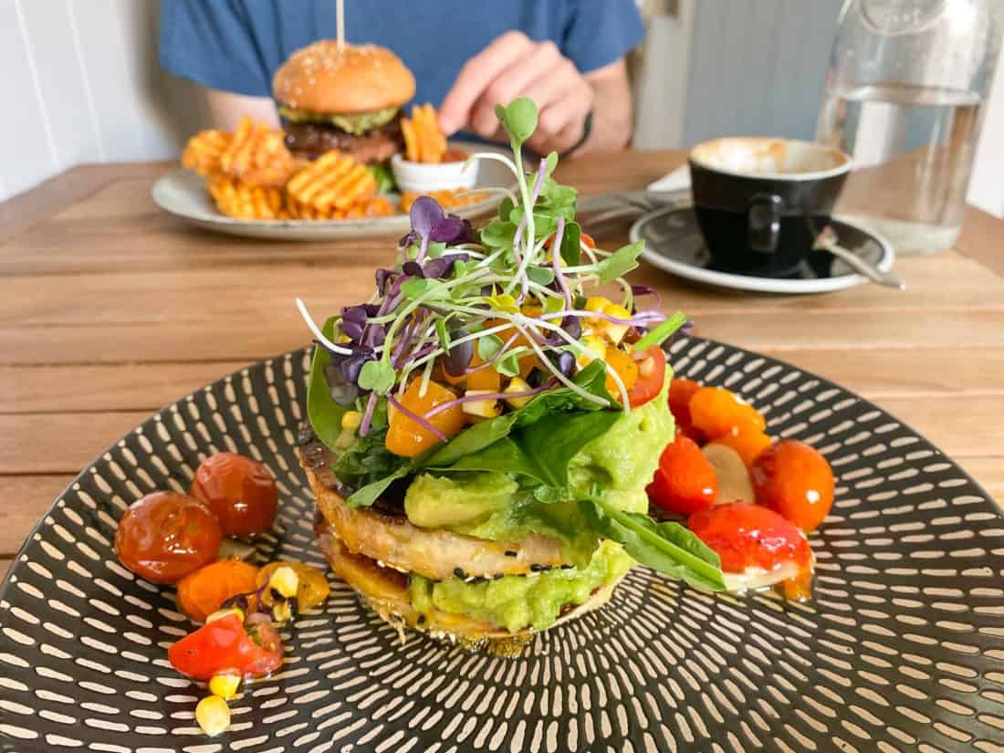 Avocado smash and bean burger at Morrisons cafe in Nelson