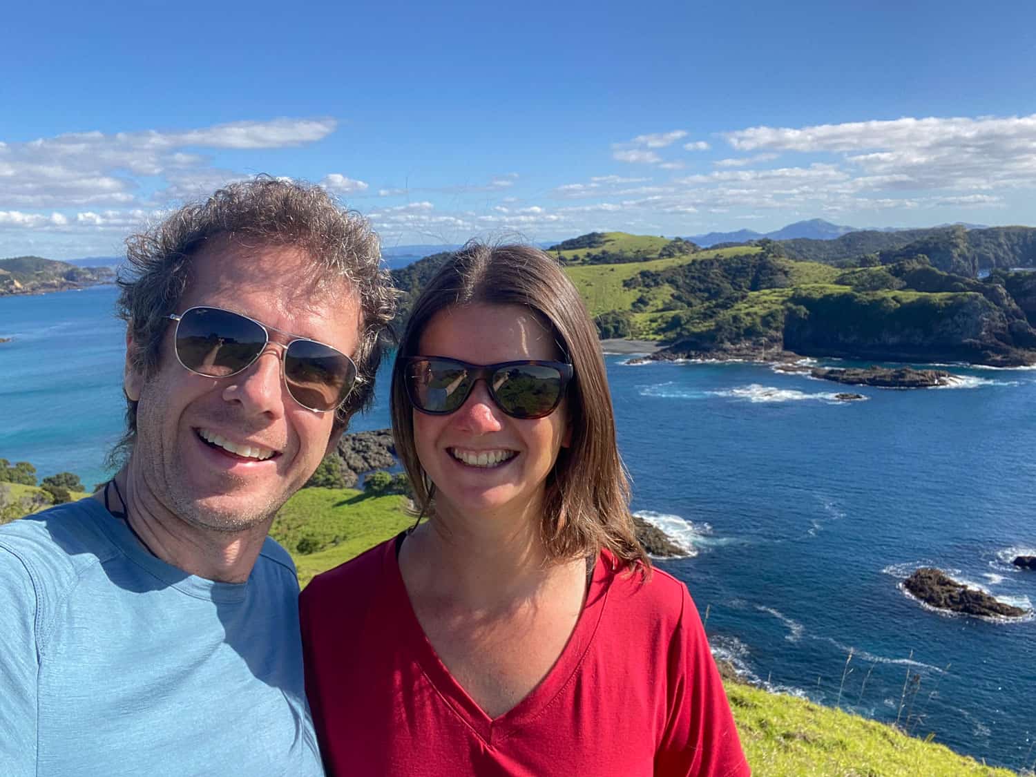 Simon and Erin on Urupukapuka Island in the Bay of Islands