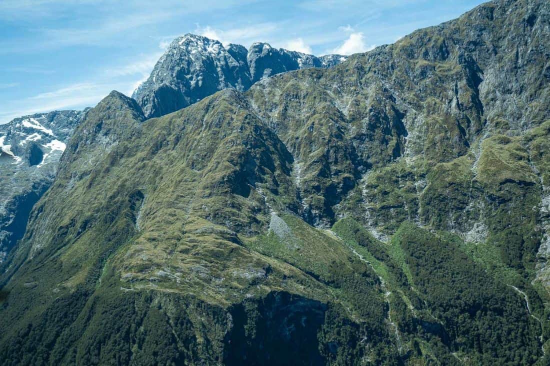 Mountain view on flight from Milford Sound to Queenstown
