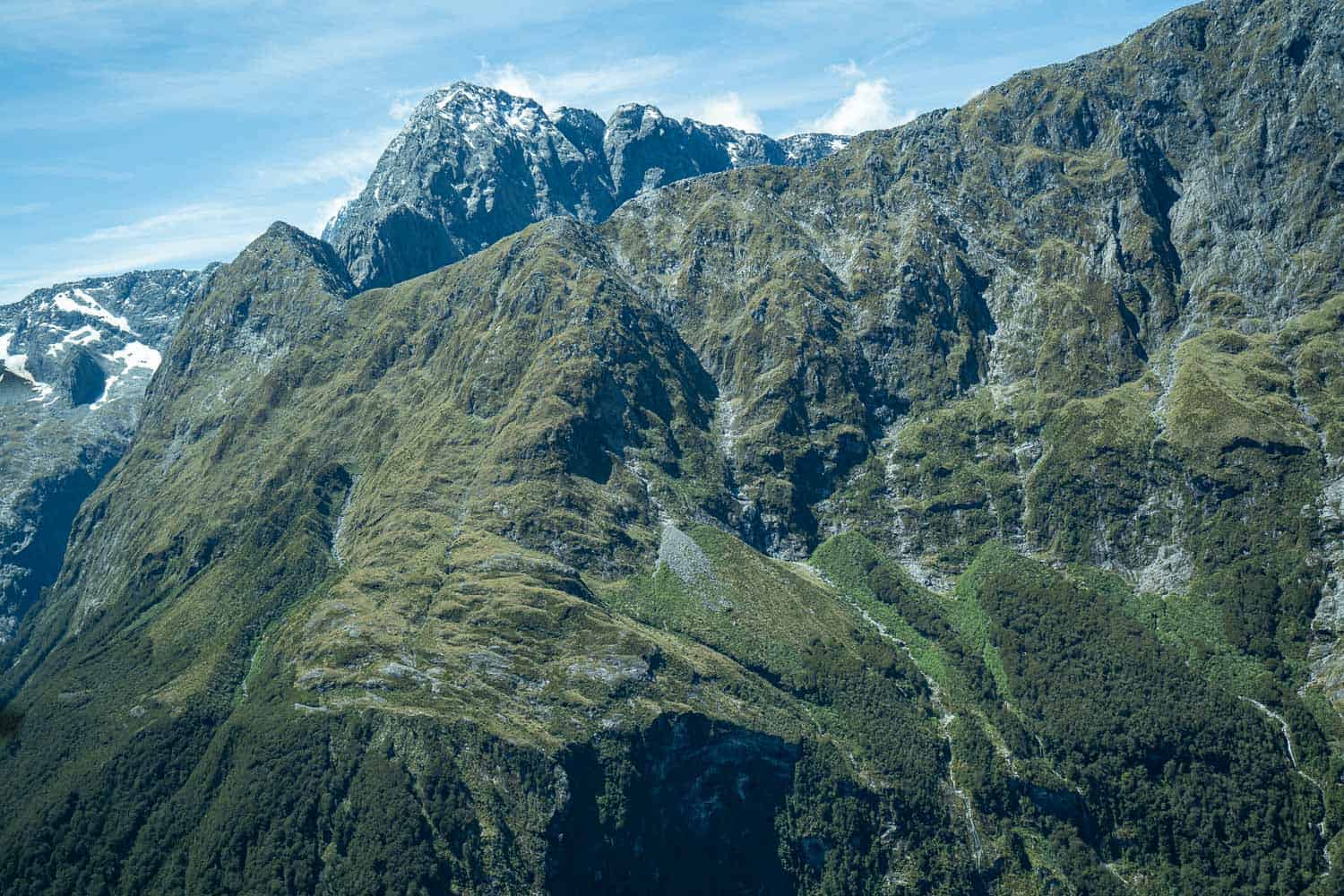 Mountain view on flight from Milford Sound to Queenstown 