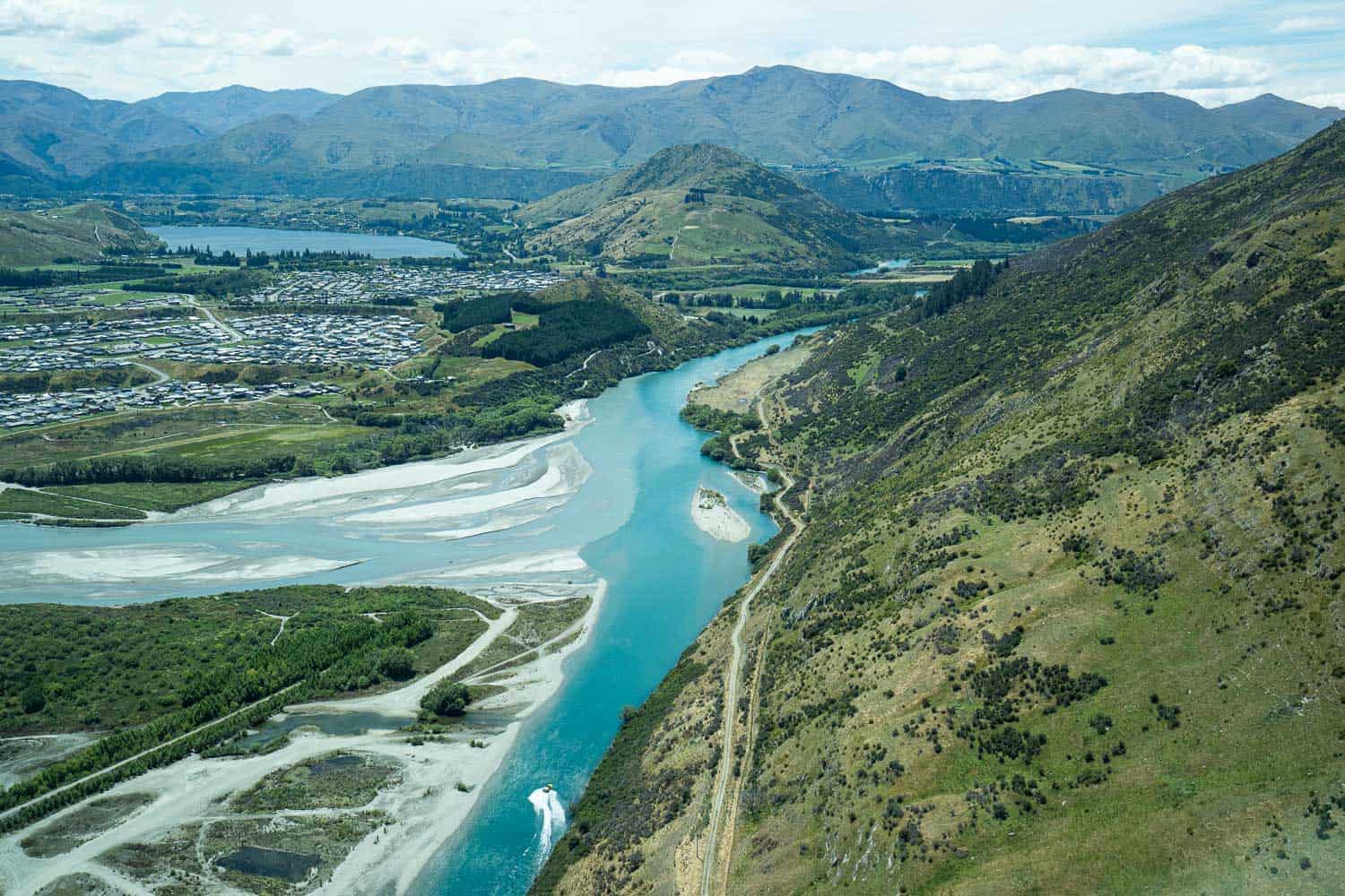 View from above of Kawarau River near Queenstown