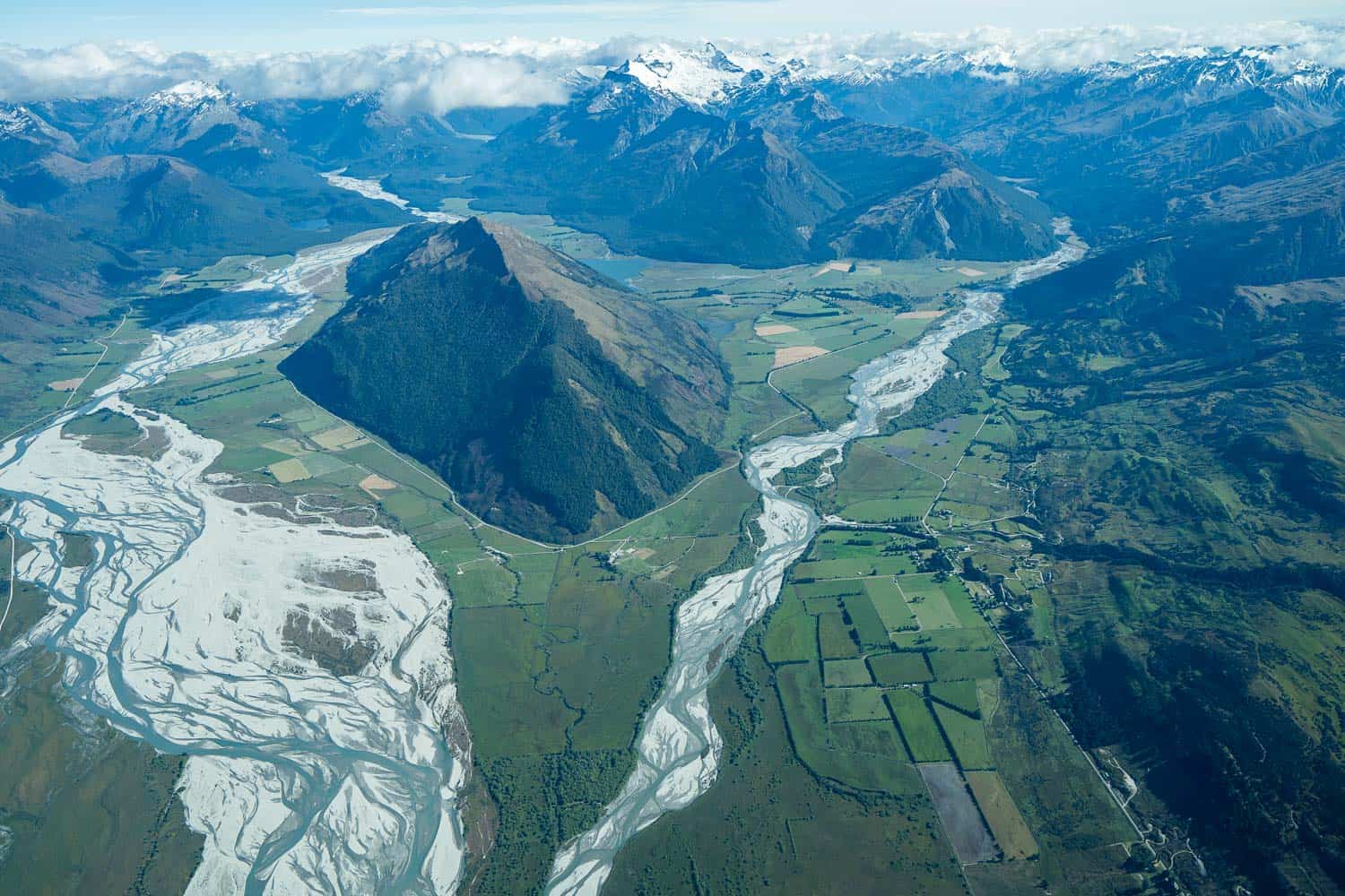 Paradise from above on a scenic flight from Queenstown to Milford Sound