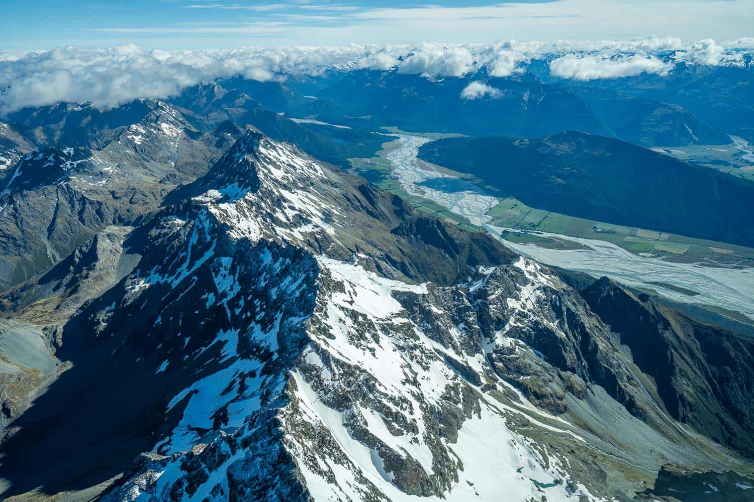 Paradise and Southern Alps on a scenic flight from Queenstown to Milford Sound