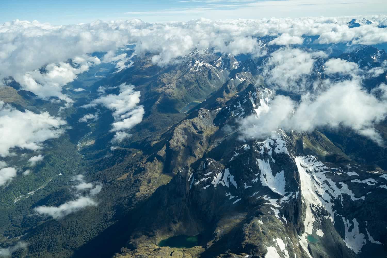 Southern Alps on a scenic flight from Queenstown to Milford Sound