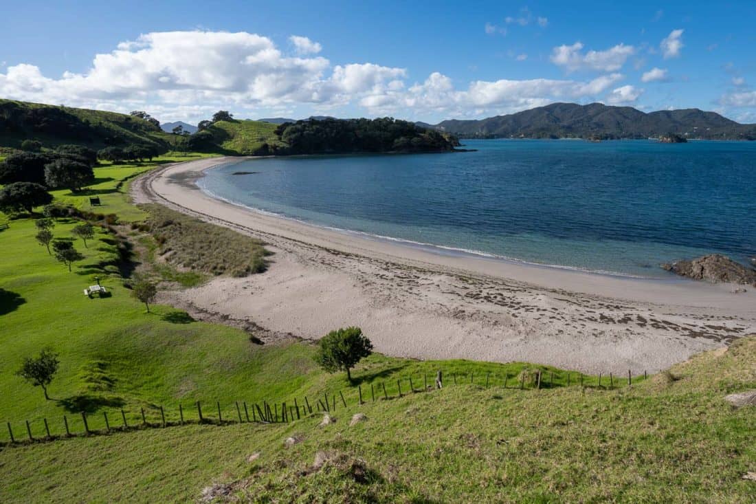 The beach at Urupukapuka Bay on Urupukapuka Island