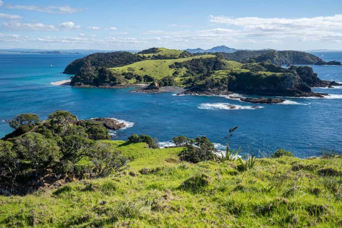 View of Waewaetorea Island from the Urupukapuka Island Cliff Pa Loop, Bay of Islands, NZ