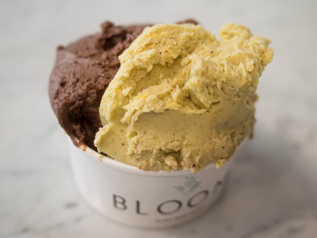 Pistachio and chocolate gelato at Bloom in Modena - some of the best food in Italy