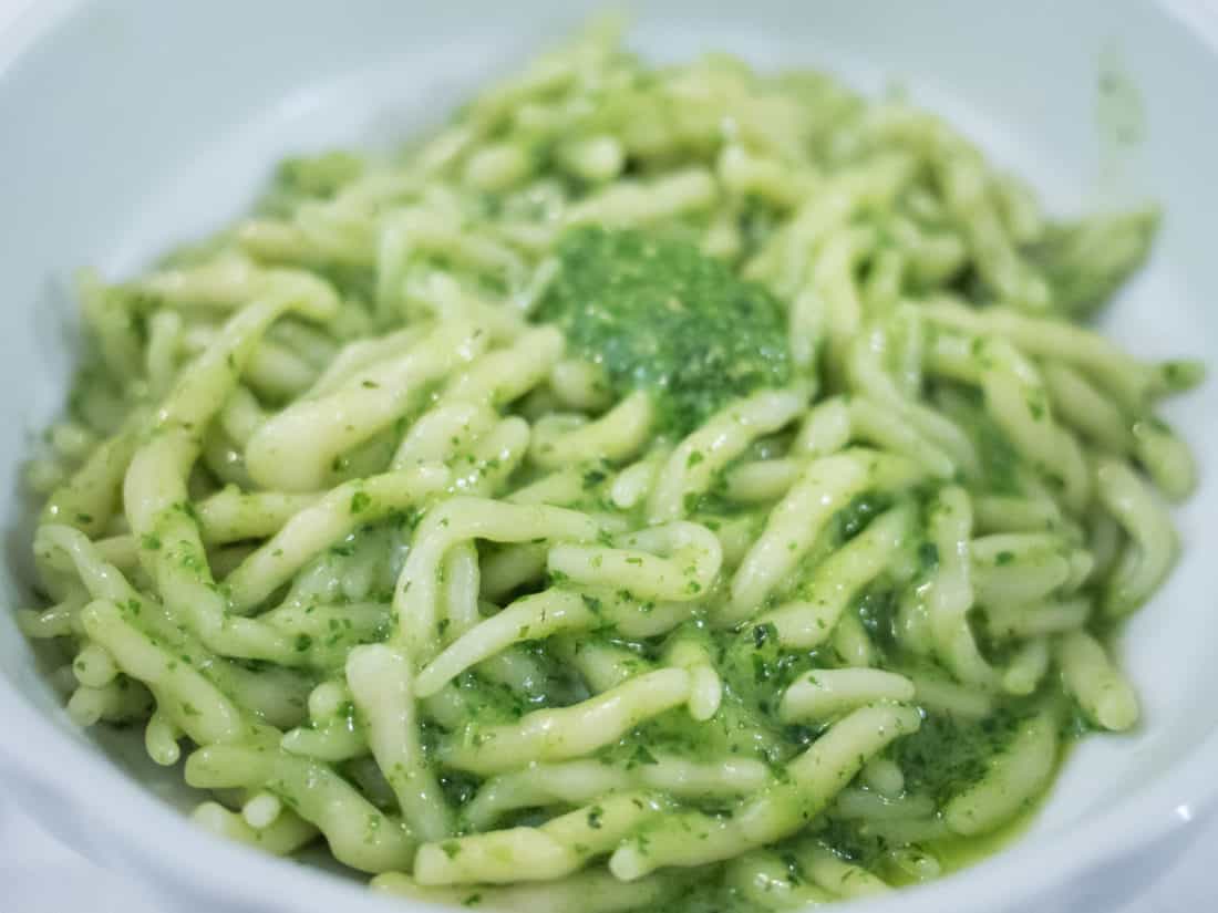 Trofie al pesto in Liguria, Italy