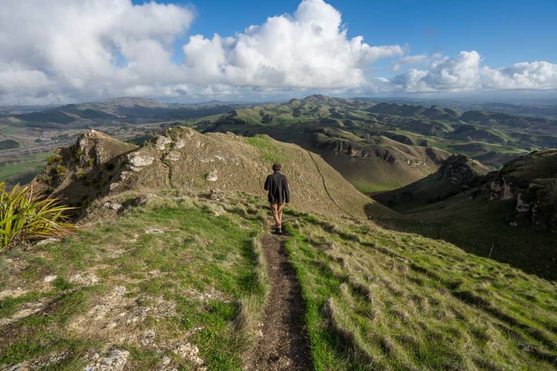 Hiking at Te Mata Peak on the North Island of New Zealand