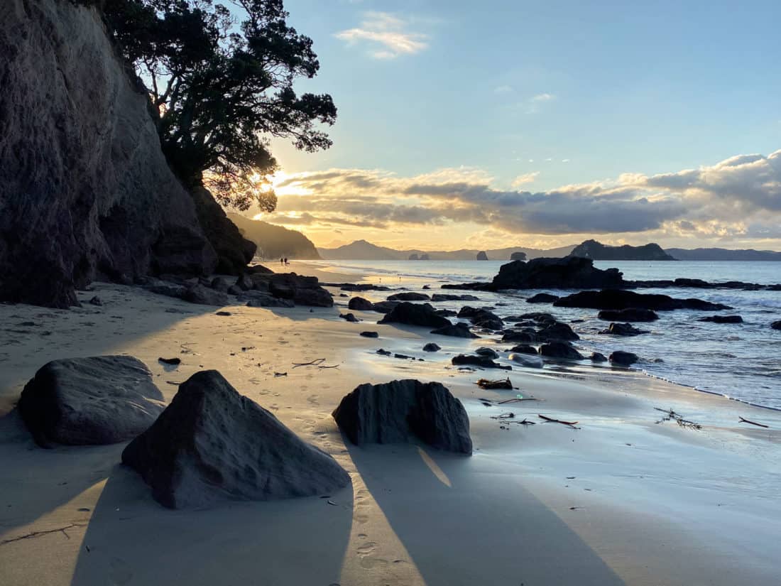 Sunset at Hahei Beach on the North Island, New Zealand