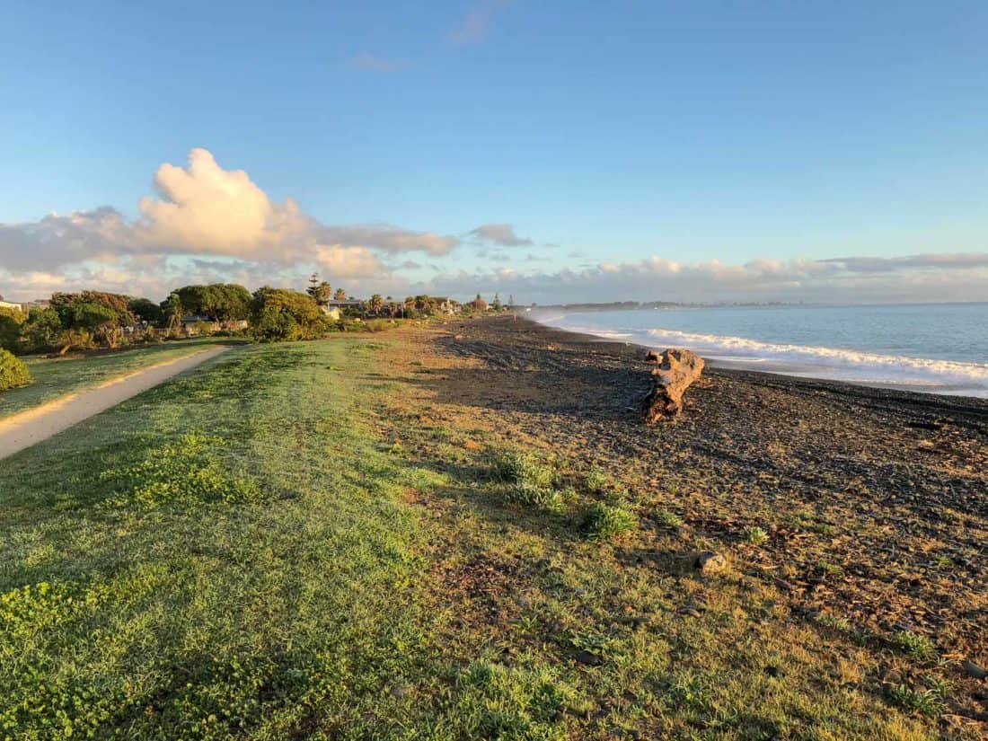 Cycle path along Te Awanga Beach in Hawke's Bay, North Island, New Zealand