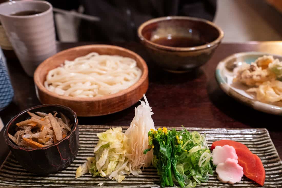 Vegan udon set at Omen Kodai-ji in Kyoto