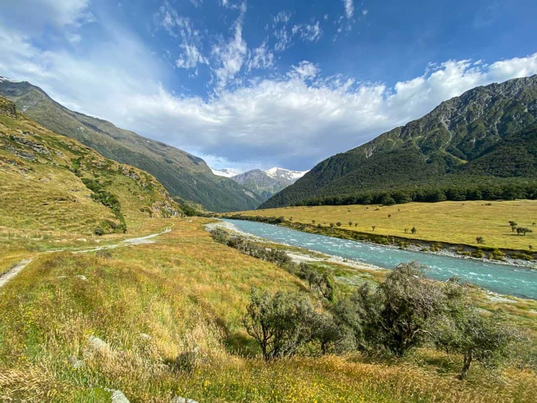 The view on a hike to Aspiring Hut in Mount Aspiring National Park, one of the best Wanaka activities