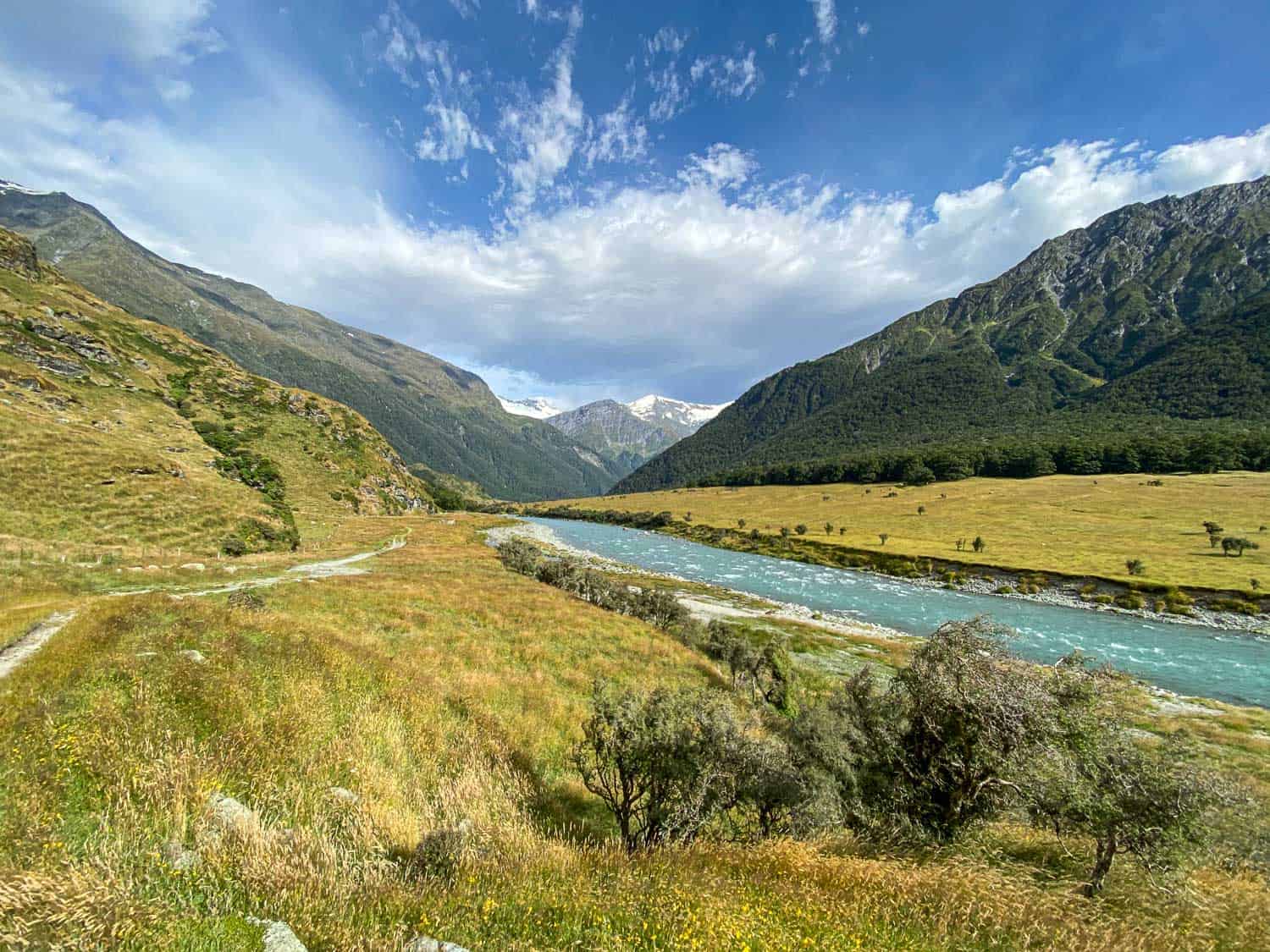 The view on a hike to Aspiring Hut in Mount Aspiring National Park, Wanaka, New Zealand