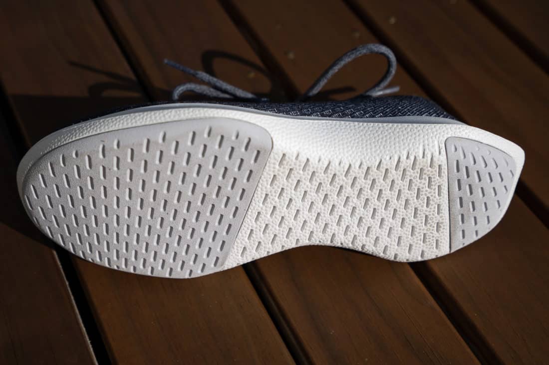 The soles of the Allbirds Tree Dashers