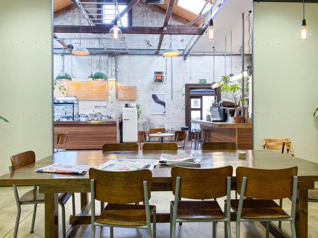 Interior of Ozone Coffee Roasters in New Plymouth, Taranaki, New Zealand