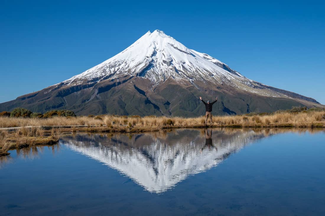 The reflection of Mt Taranaki in Pouakai Tarn, New Zealand