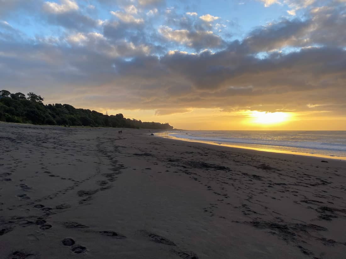 Sunset at Oakura Beach on Taranaki Surf Highway 45, New Zealand