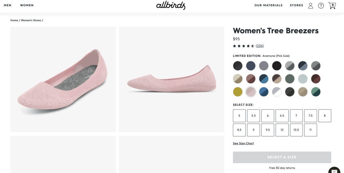 Allbirds flats in anemone (pink) on allbirds website