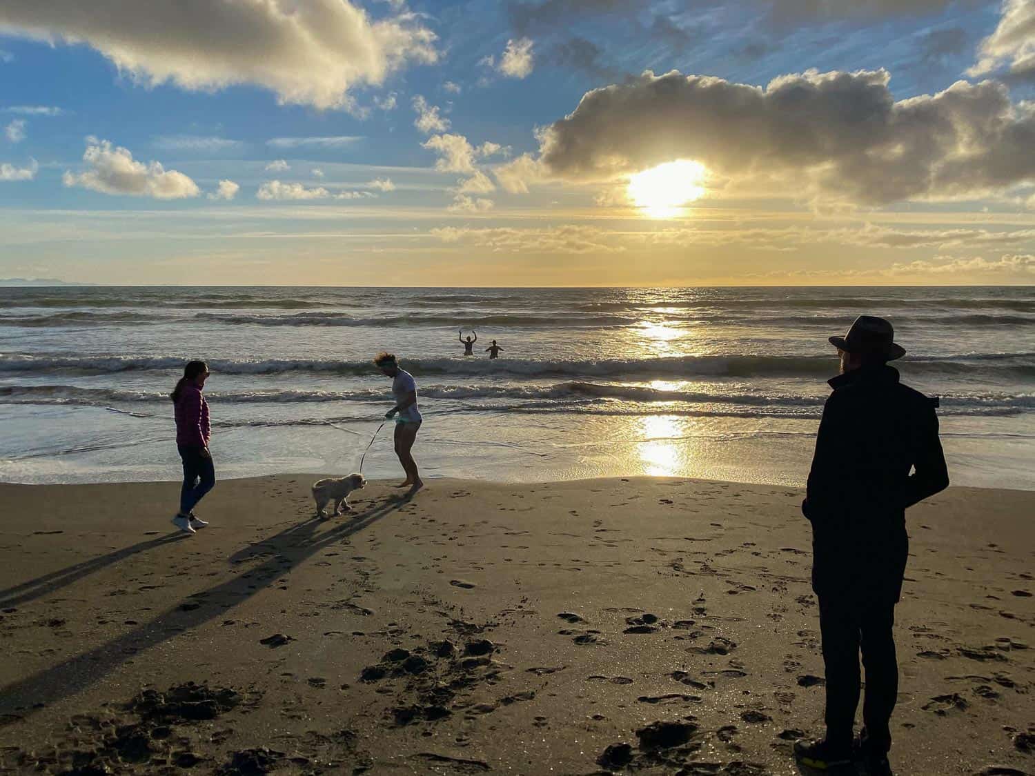 A winter swim with friends in Paekakariki