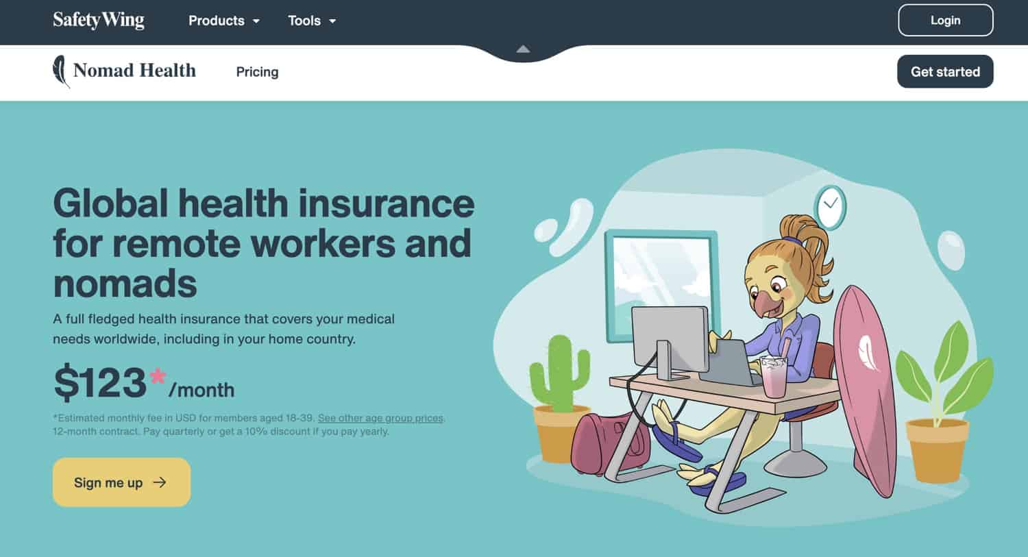 Safetywing Nomad Health insurance website