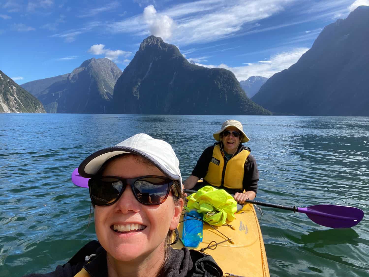 Simon and Erin Kayaking at Milford Sound