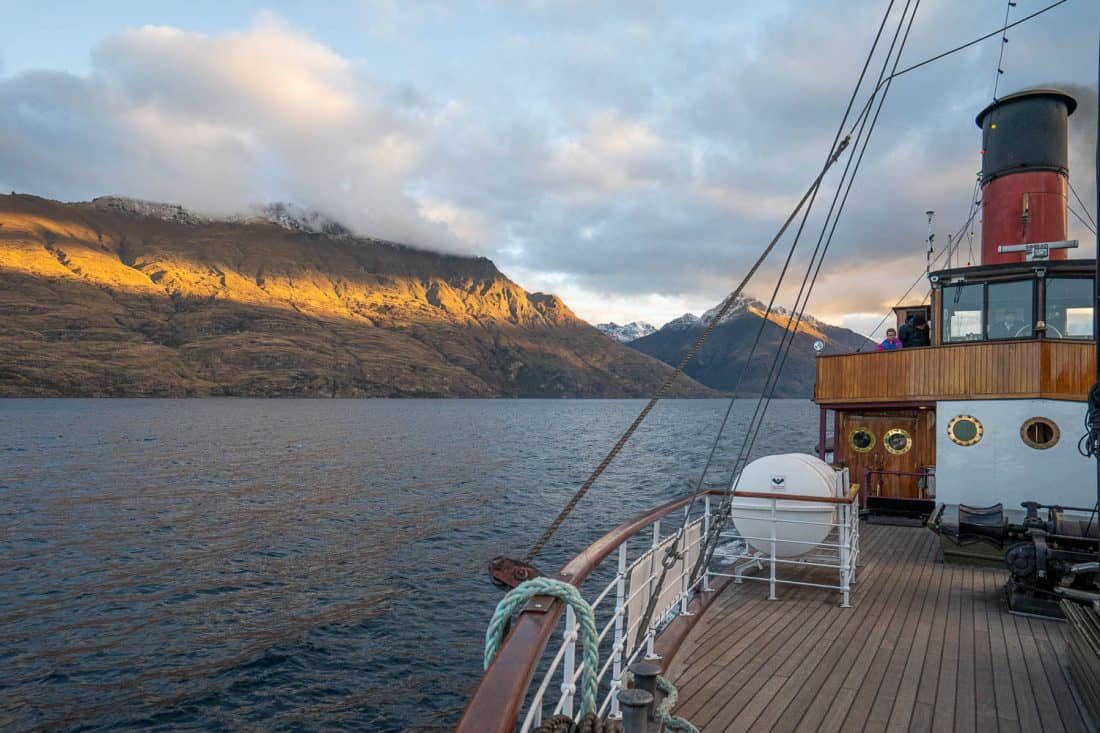 Mountain view from TSS Earnslaw ship in Queenstown