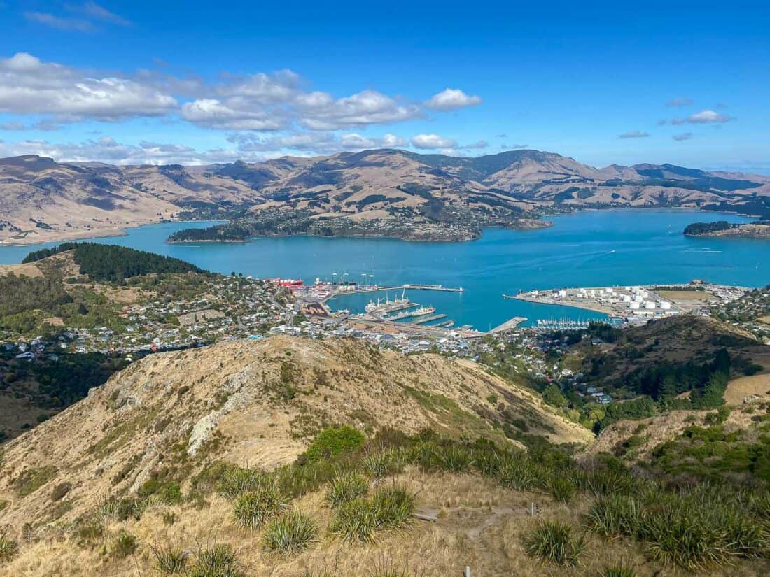 Lyttelton and Banks Peninsula view from the Christchurch Gondola on the East Coast South Island