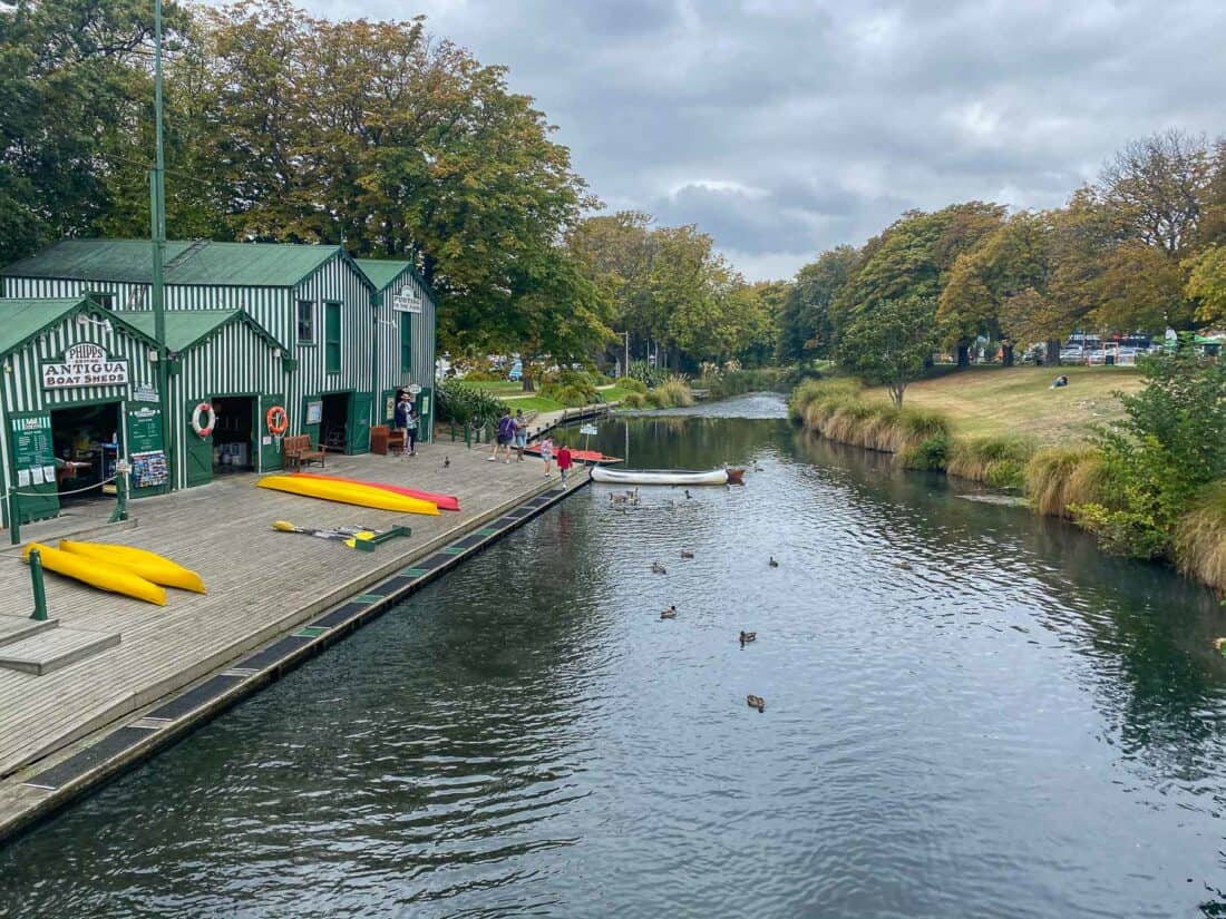 Antigua Boat Sheds on the Avon River in Christchurch on the South Island East Coast NZ